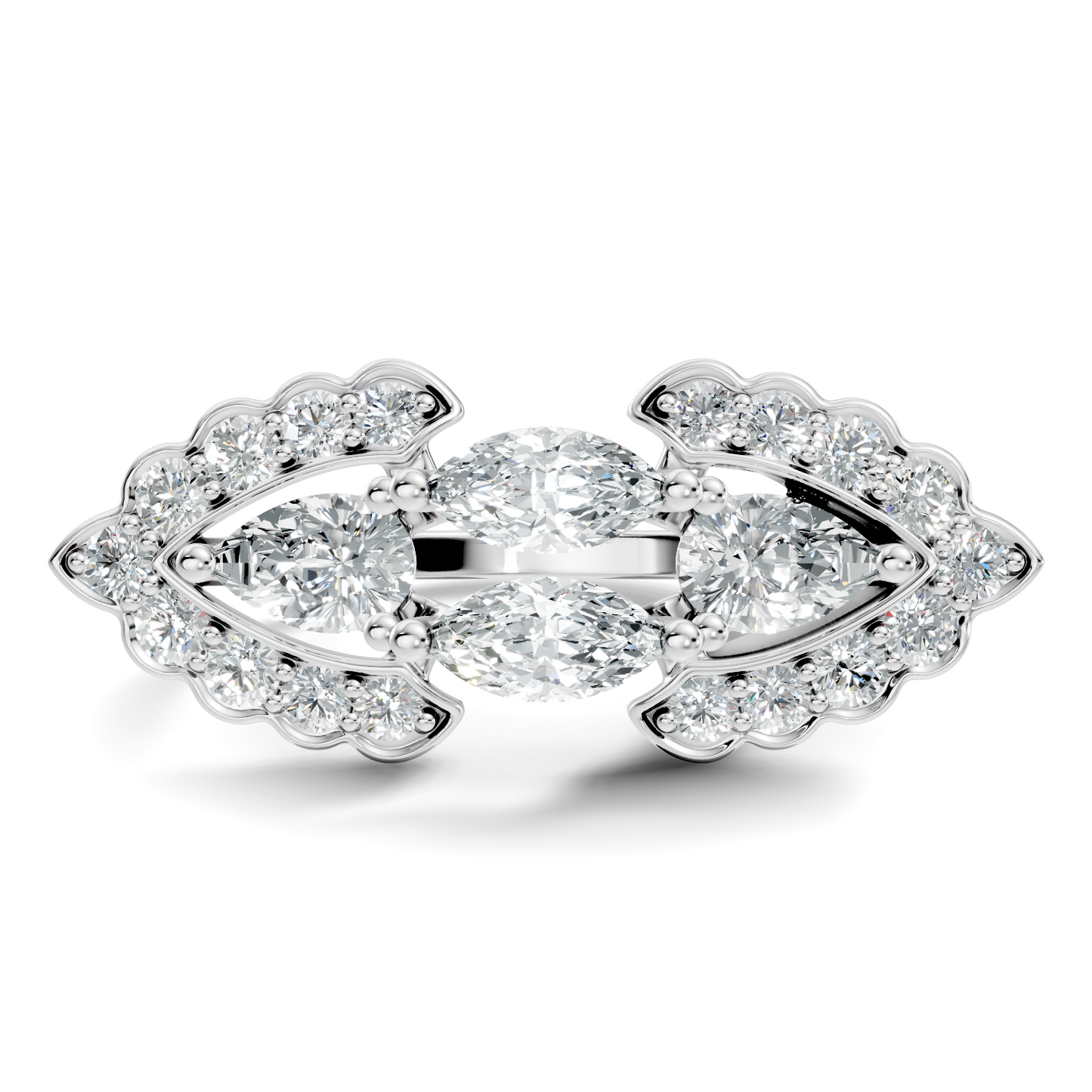 Vintage 2.16Ct Round, Marquise and Pear Cut Diamond Unique Minimalist Dainty Bridesmaid Ring For Women's - HIGHCARAT DIAMONDS