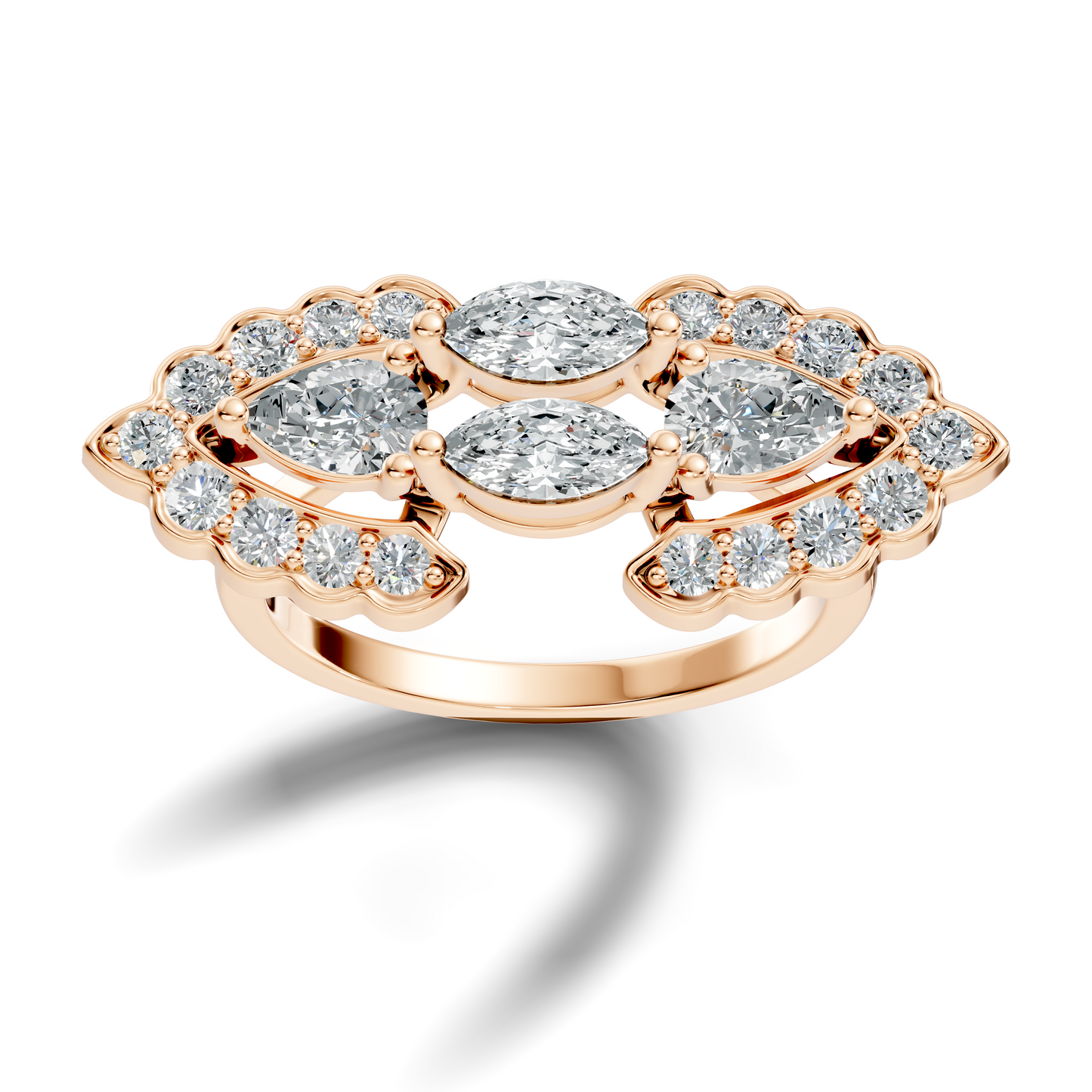 Vintage 2.16Ct Round, Marquise and Pear Cut Diamond Unique Minimalist Dainty Bridesmaid Ring For Women's - HIGHCARAT DIAMONDS