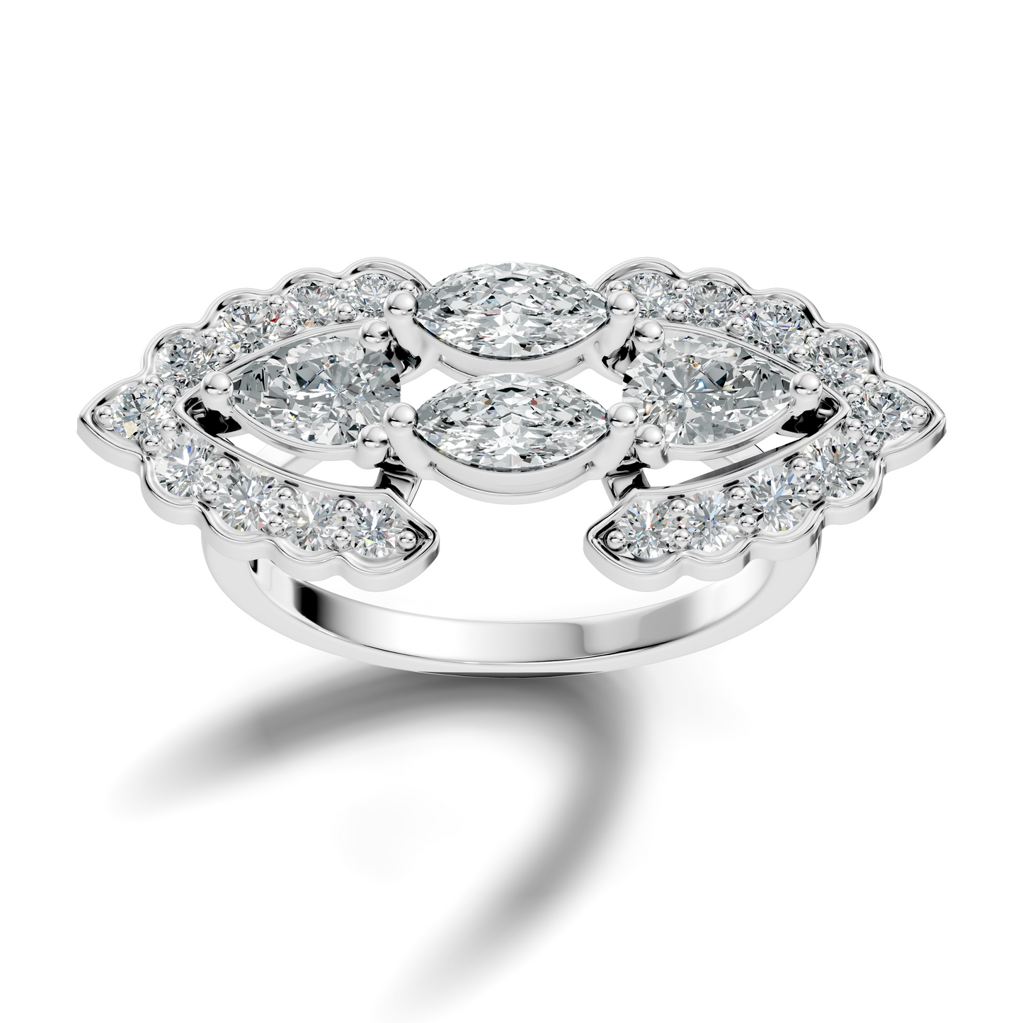 Vintage 2.16Ct Round, Marquise and Pear Cut Diamond Unique Minimalist Dainty Bridesmaid Ring For Women's - HIGHCARAT DIAMONDS