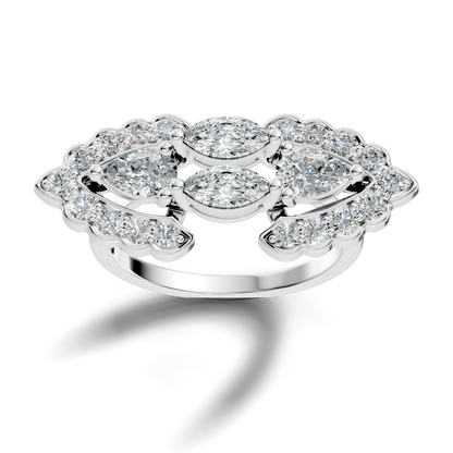Vintage 2.16Ct Round, Marquise and Pear Cut Diamond Unique Minimalist Dainty Bridesmaid Ring For Women's - HIGHCARAT DIAMONDS