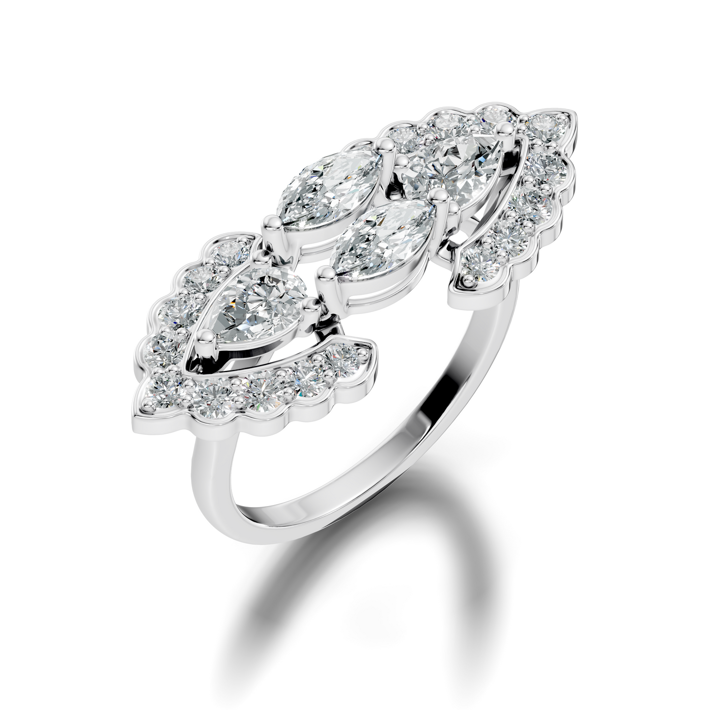 Vintage 2.16Ct Round, Marquise and Pear Cut Diamond Unique Minimalist Dainty Bridesmaid Ring For Women's - HIGHCARAT DIAMONDS