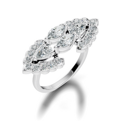 Vintage 2.16Ct Round, Marquise and Pear Cut Diamond Unique Minimalist Dainty Bridesmaid Ring For Women's - HIGHCARAT DIAMONDS