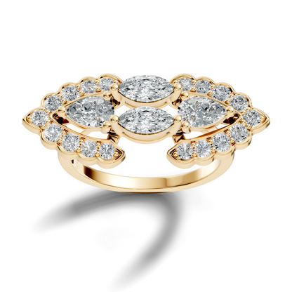 Vintage 2.16Ct Round, Marquise and Pear Cut Diamond Unique Minimalist Dainty Bridesmaid Ring For Women's - HIGHCARAT DIAMONDS