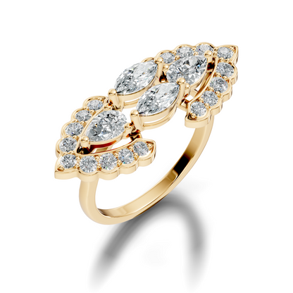 Vintage 2.16Ct Round, Marquise and Pear Cut Diamond Unique Minimalist Dainty Bridesmaid Ring For Women's - HIGHCARAT DIAMONDS