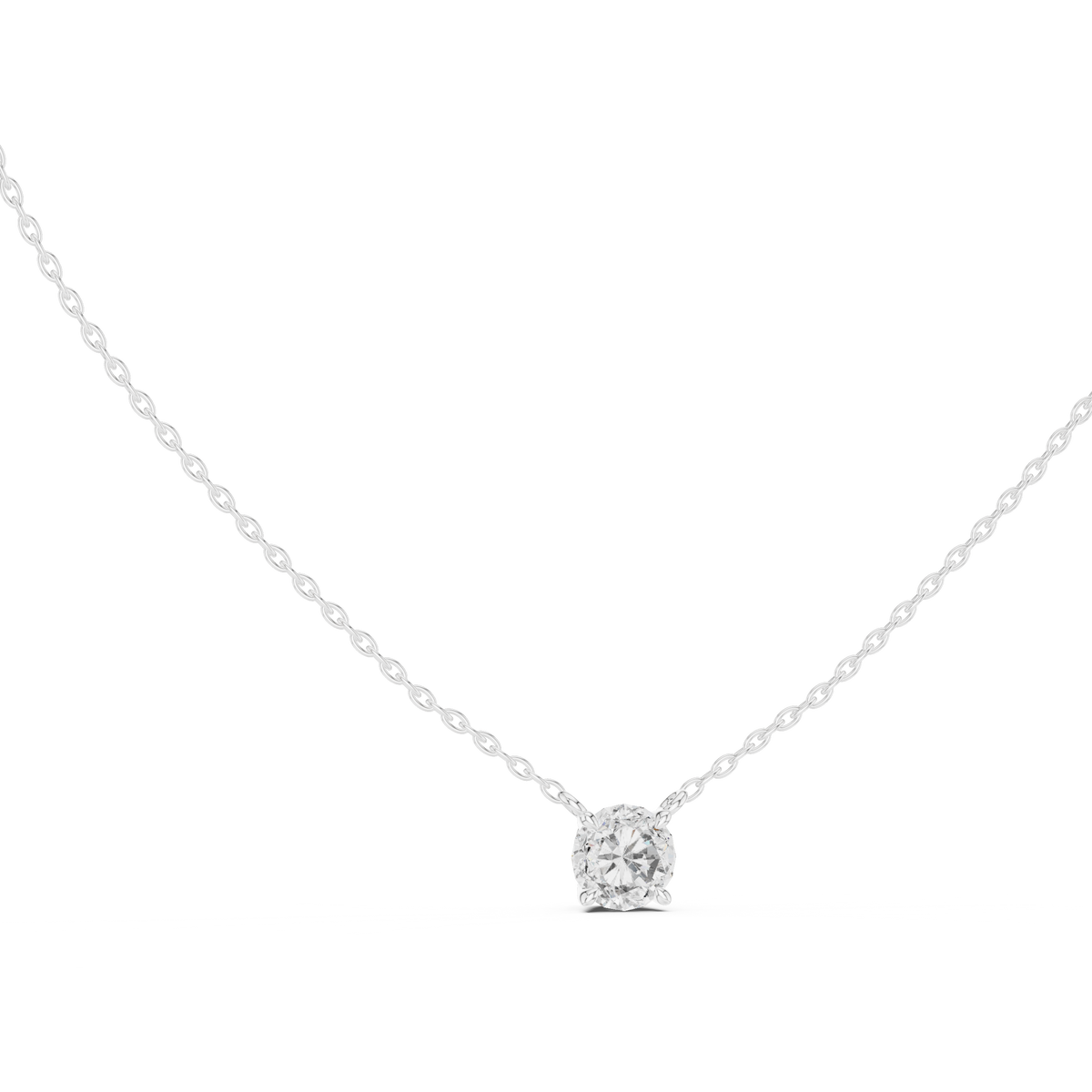Round One Stone Lab Grown Diamond Pendant Angled Perspective
