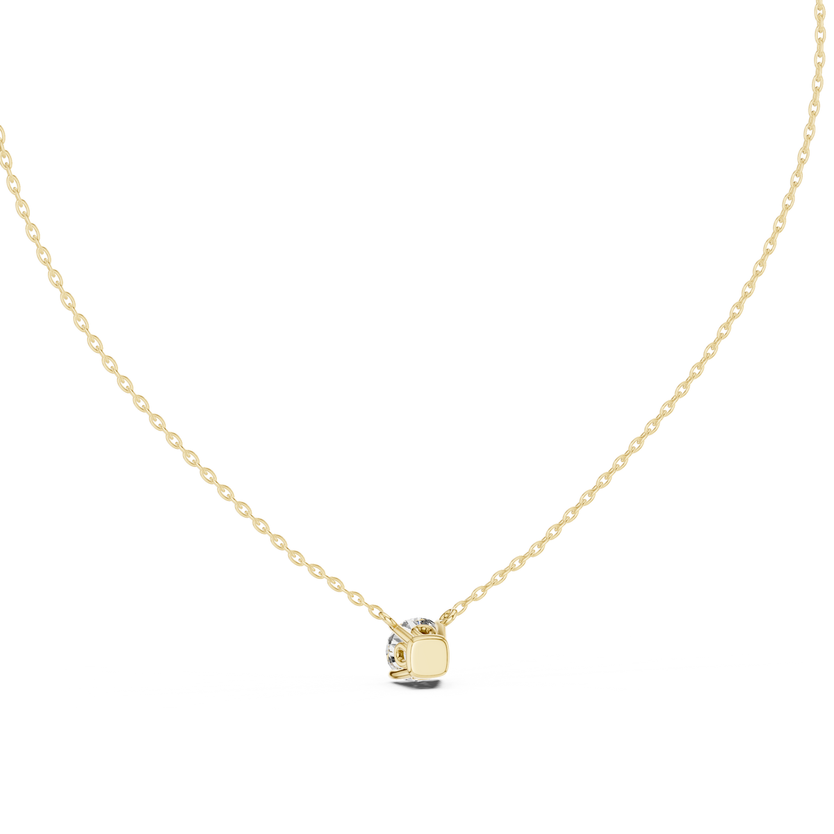 White Gold Round Lab Grown Solitaire Diamond Pendant Top View