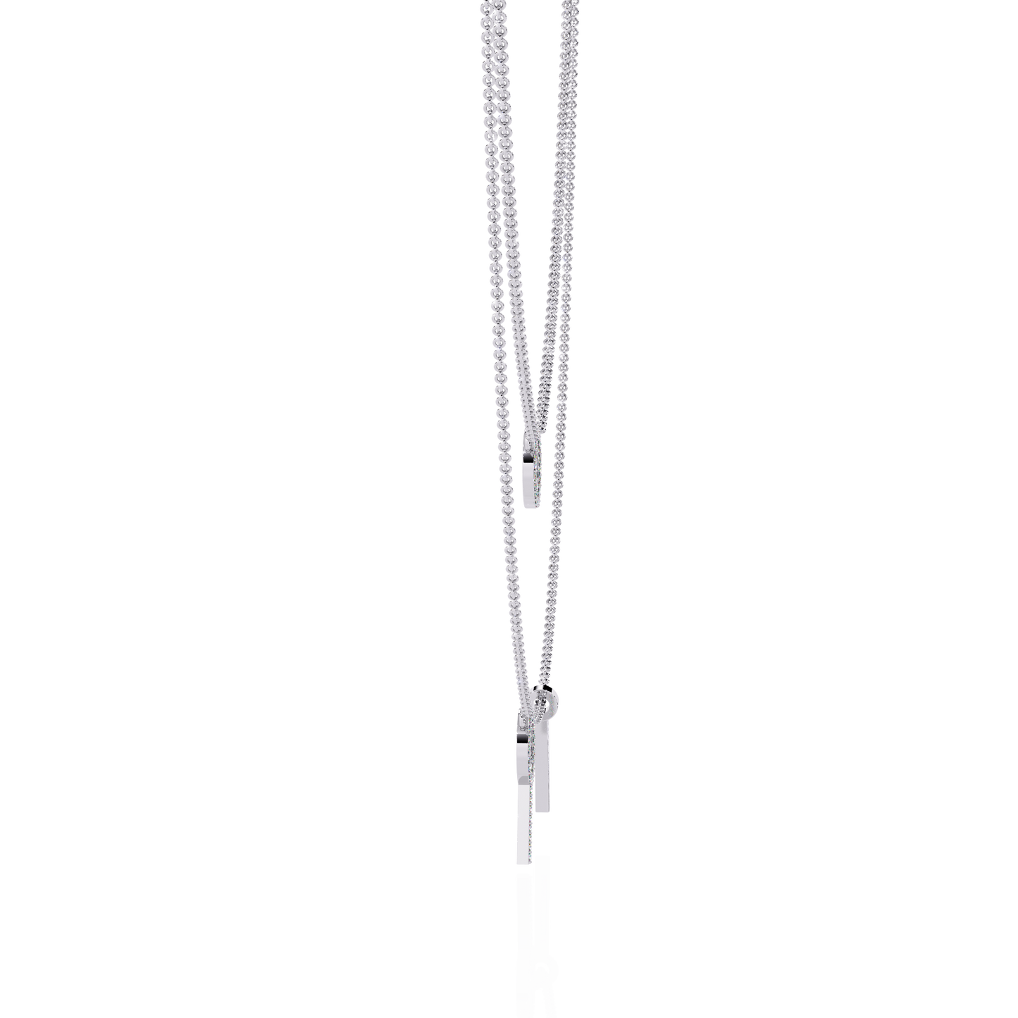 Round Open Circle Key Shape Cut  Lab grown &Natural Diamond 10k Solid White Gold  Layered Dainty Necklace Gift For Mom - HIGHCARAT DIAMONDS