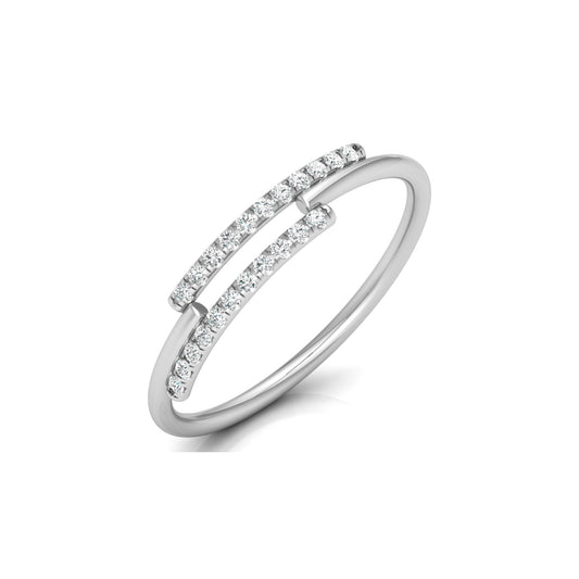 Round Open Wedding Band 14K Solid White Gold Skinny Cuff Ring for Elegant Everyday Wear