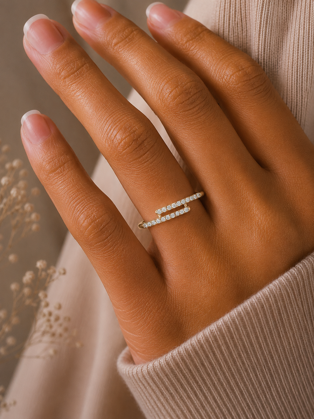 Round Open Wedding Band 14K Solid White Gold Skinny Cuff Ring for Elegant Everyday Wear - HIGHCARAT DIAMONDS
