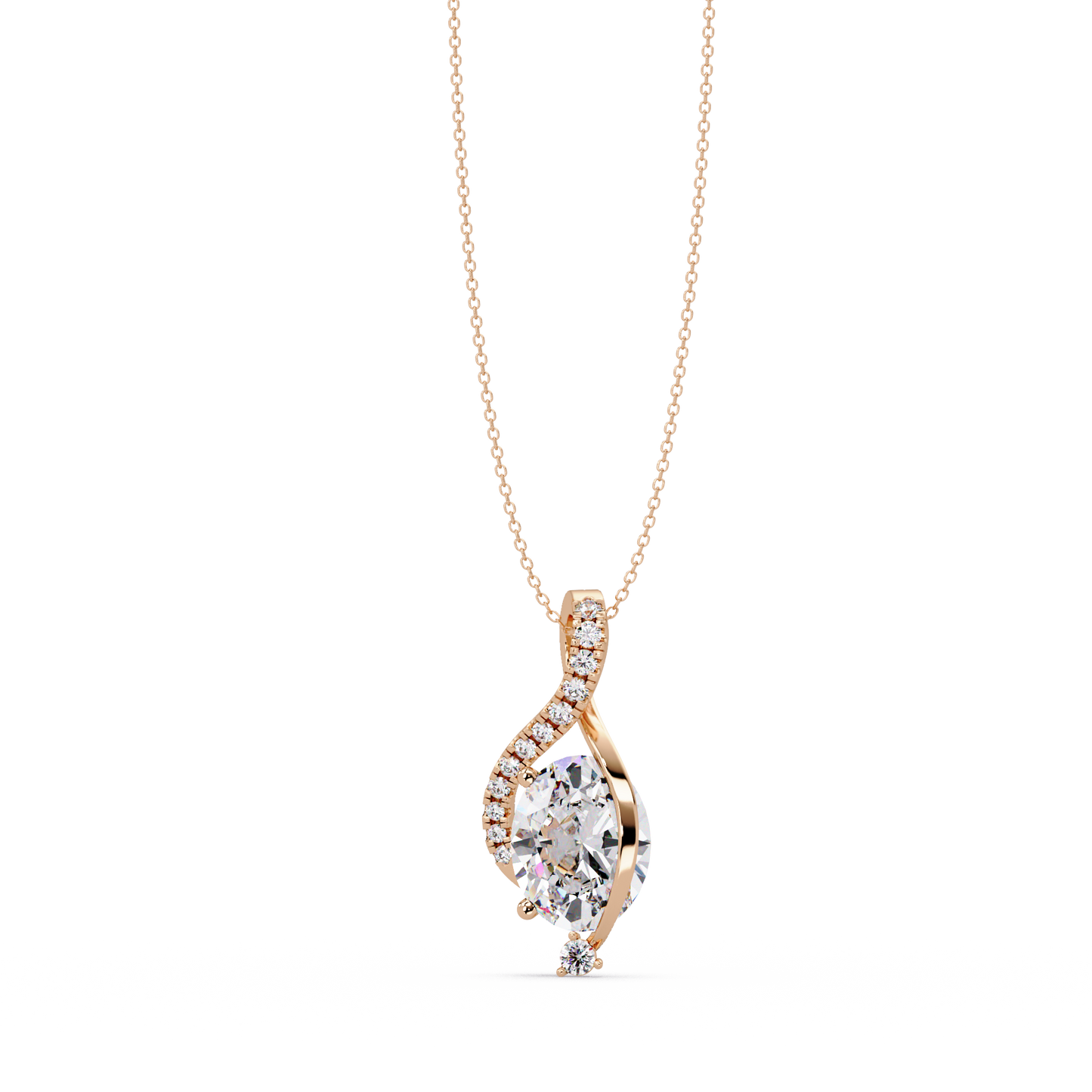 Round & Oval Cut Lab Grown Diamond Unique Pendant Necklace - HIGHCARAT DIAMONDS
