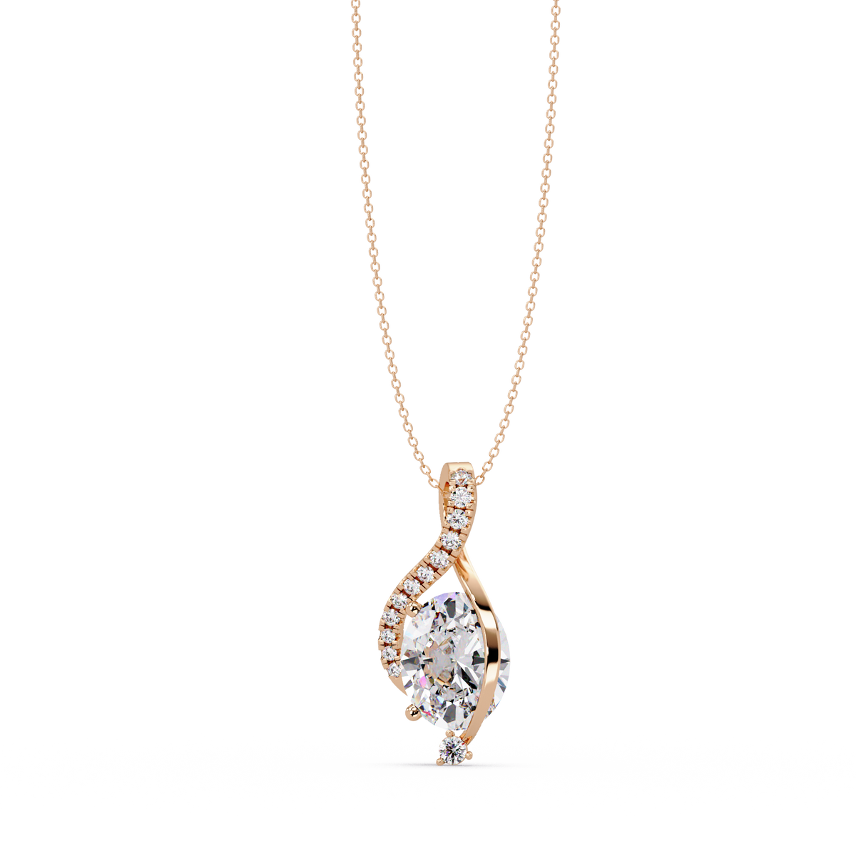 Round & Oval Cut Lab Grown Diamond Unique Pendant Necklace - HIGHCARAT DIAMONDS