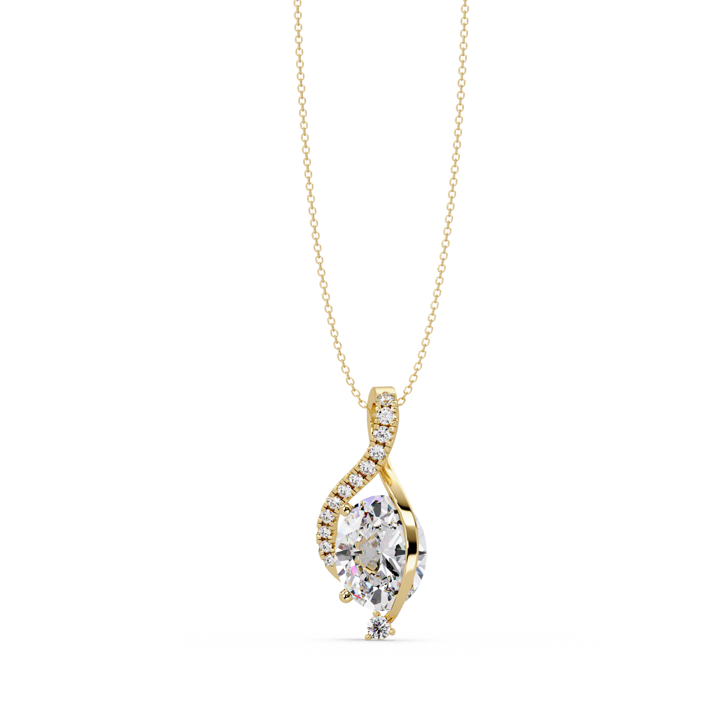Round & Oval Cut Lab Grown Diamond Unique Pendant Necklace - HIGHCARAT DIAMONDS