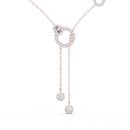 Round And Oval Shape Lab Grown & Natural Diamond 14k Solid Rose Gold Party Wear Women Diamond Necklace - HIGHCARAT DIAMONDS