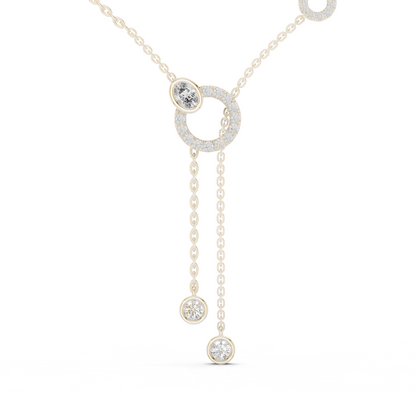 Round And Oval Shape Lab Grown & Natural Diamond 14k Solid Rose Gold Party Wear Women Diamond Necklace - HIGHCARAT DIAMONDS