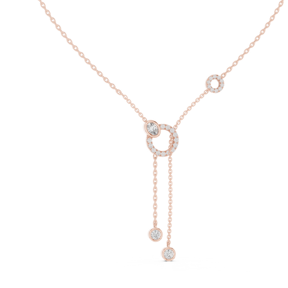 Round And Oval Shape Lab Grown & Natural Diamond 14k Solid Rose Gold Party Wear Women Diamond Necklace - HIGHCARAT DIAMONDS