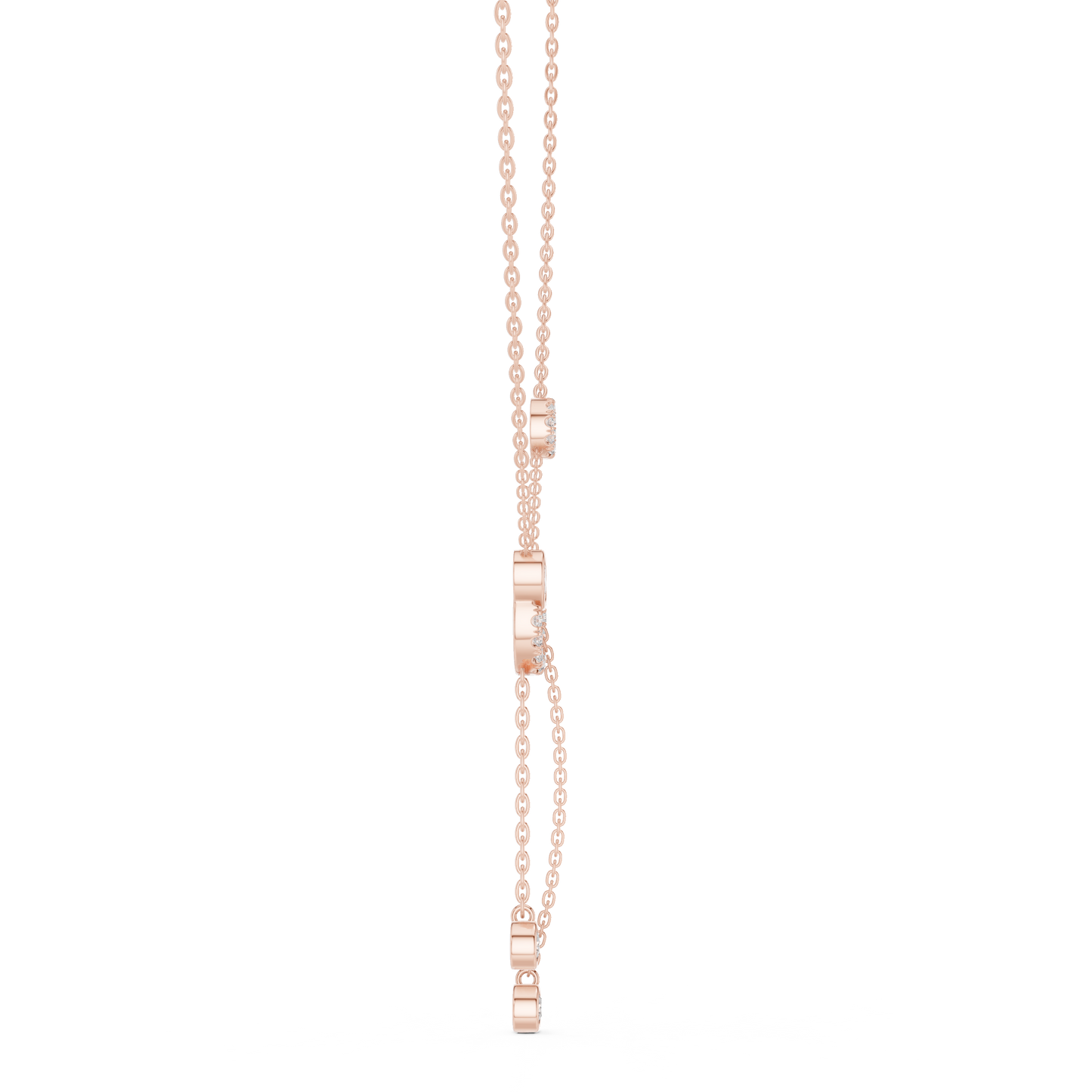 Round And Oval Shape Lab Grown & Natural Diamond 14k Solid Rose Gold Party Wear Women Diamond Necklace - HIGHCARAT DIAMONDS