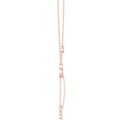 Round And Oval Shape Lab Grown & Natural Diamond 14k Solid Rose Gold Party Wear Women Diamond Necklace - HIGHCARAT DIAMONDS