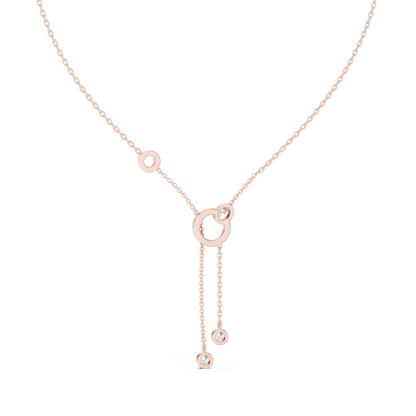 Round And Oval Shape Lab Grown & Natural Diamond 14k Solid Rose Gold Party Wear Women Diamond Necklace - HIGHCARAT DIAMONDS