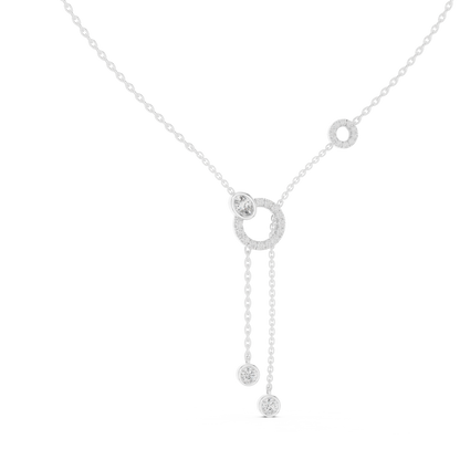 Round And Oval Shape Lab Grown & Natural Diamond 14k Solid Rose Gold Party Wear Women Diamond Necklace - HIGHCARAT DIAMONDS