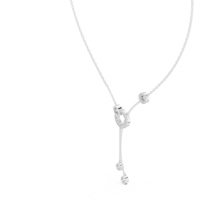 Round And Oval Shape Lab Grown & Natural Diamond 14k Solid Rose Gold Party Wear Women Diamond Necklace - HIGHCARAT DIAMONDS