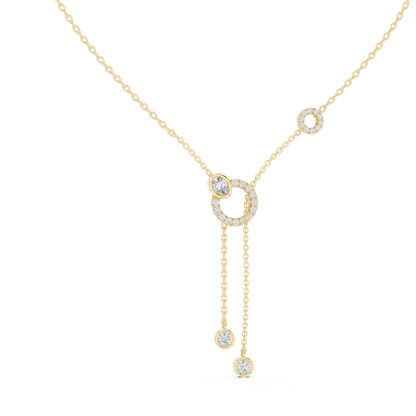 Round And Oval Shape Lab Grown & Natural Diamond 14k Solid Rose Gold Party Wear Women Diamond Necklace - HIGHCARAT DIAMONDS