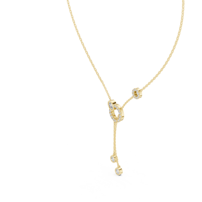 Round And Oval Shape Lab Grown & Natural Diamond 14k Solid Rose Gold Party Wear Women Diamond Necklace - HIGHCARAT DIAMONDS