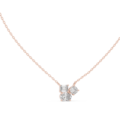 Cushion, Emerald & Oval Shape 1.73 Ct Lab Grown Three Stone Classic Solitaire Diamond Pendant For Her - HIGHCARAT DIAMONDS