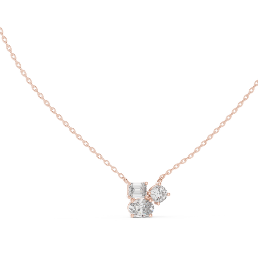 Cushion, Emerald & Oval Shape 1.73 Ct Lab Grown Three Stone Classic Solitaire Diamond Pendant For Her - HIGHCARAT DIAMONDS