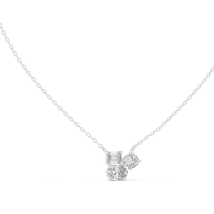Cushion, Emerald & Oval Shape 1.73 Ct Lab Grown Three Stone Classic Solitaire Diamond Pendant For Her - HIGHCARAT DIAMONDS