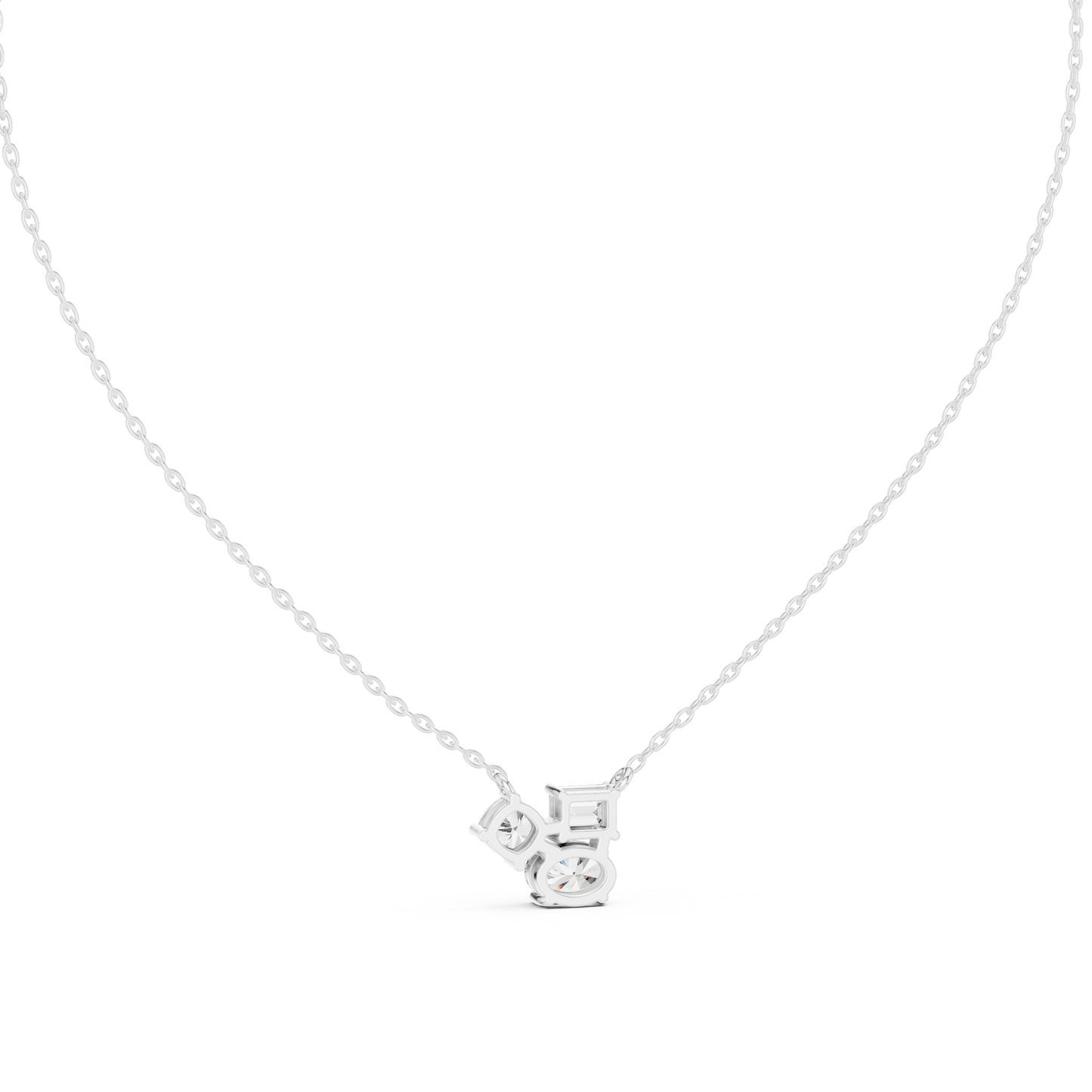 Cushion, Emerald & Oval Shape 1.73 Ct Lab Grown Three Stone Classic Solitaire Diamond Pendant For Her - HIGHCARAT DIAMONDS