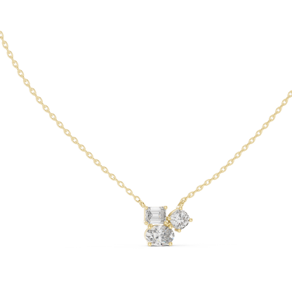 Cushion, Emerald & Oval Shape 1.73 Ct Lab Grown Three Stone Classic Solitaire Diamond Pendant For Her - HIGHCARAT DIAMONDS