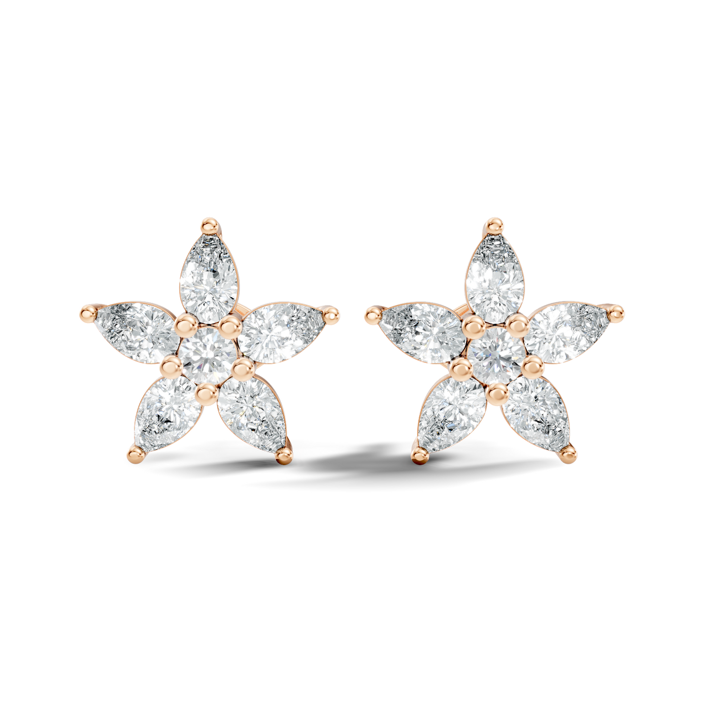 Round & Pear Shape 1.35 Ct Lab Grown Diamond 14k Solid White Gold Elegance New One Diamond Earrings - HIGHCARAT DIAMONDS