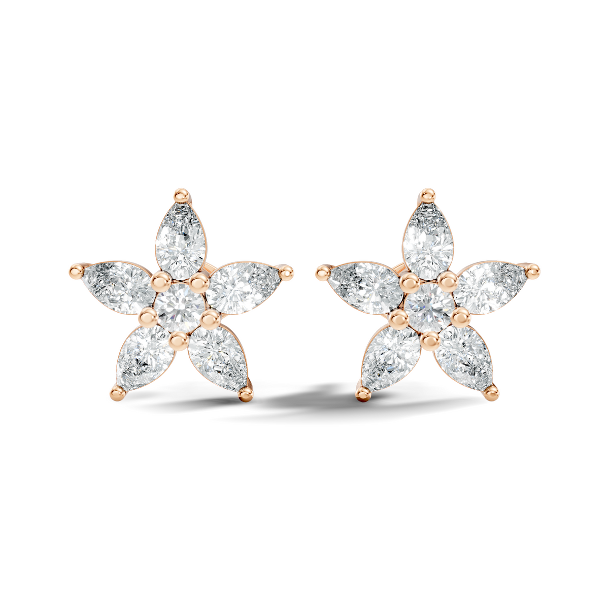 Round & Pear Shape 1.35 Ct Lab Grown Diamond 14k Solid White Gold Elegance New One Diamond Earrings - HIGHCARAT DIAMONDS