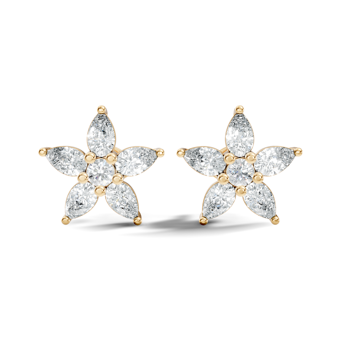 Round & Pear Shape 1.35 Ct Lab Grown Diamond 14k Solid White Gold Elegance New One Diamond Earrings - HIGHCARAT DIAMONDS