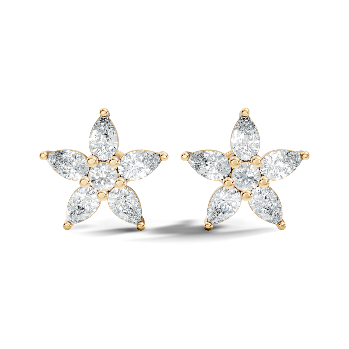 Round & Pear Shape 1.35 Ct Lab Grown Diamond 14k Solid White Gold Elegance New One Diamond Earrings - HIGHCARAT DIAMONDS