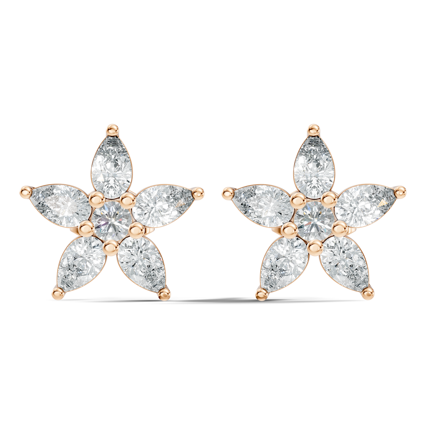 Round & Pear Shape 1.35 Ct Lab Grown Diamond 14k Solid White Gold Elegance New One Diamond Earrings - HIGHCARAT DIAMONDS