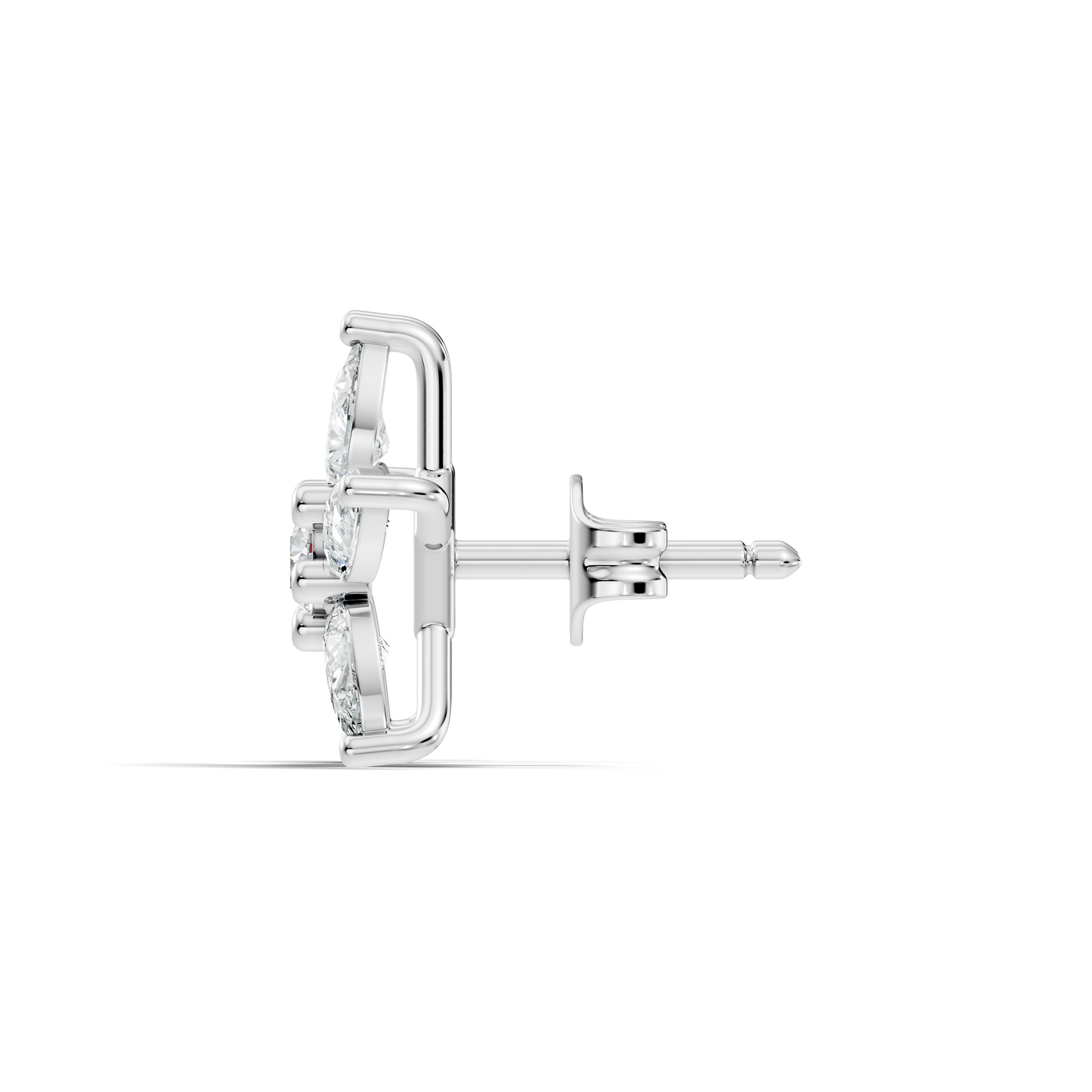 Round & Pear Shape 1.35 Ct Lab Grown Diamond 14k Solid White Gold Elegance New One Diamond Earrings - HIGHCARAT DIAMONDS