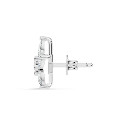 Round & Pear Shape 1.35 Ct Lab Grown Diamond 14k Solid White Gold Elegance New One Diamond Earrings - HIGHCARAT DIAMONDS