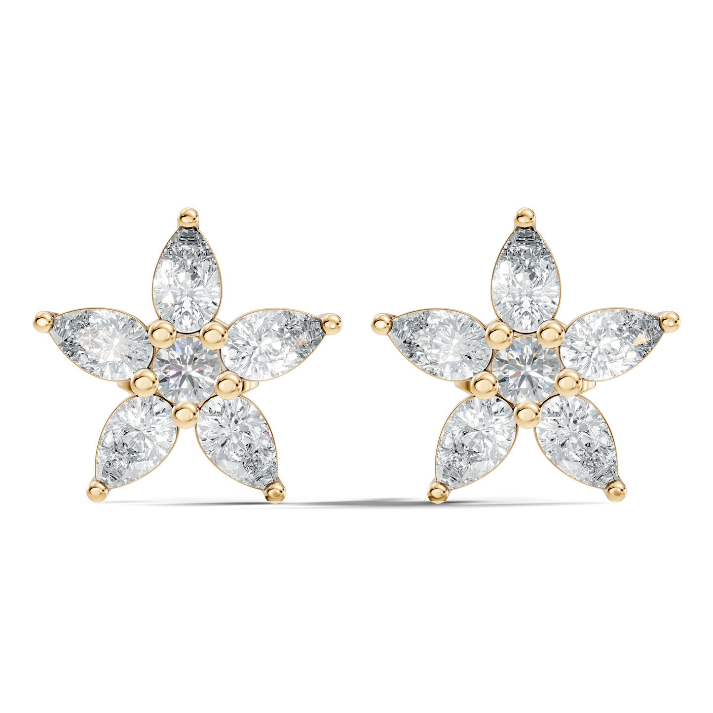 Round & Pear Shape 1.35 Ct Lab Grown Diamond 14k Solid White Gold Elegance New One Diamond Earrings - HIGHCARAT DIAMONDS