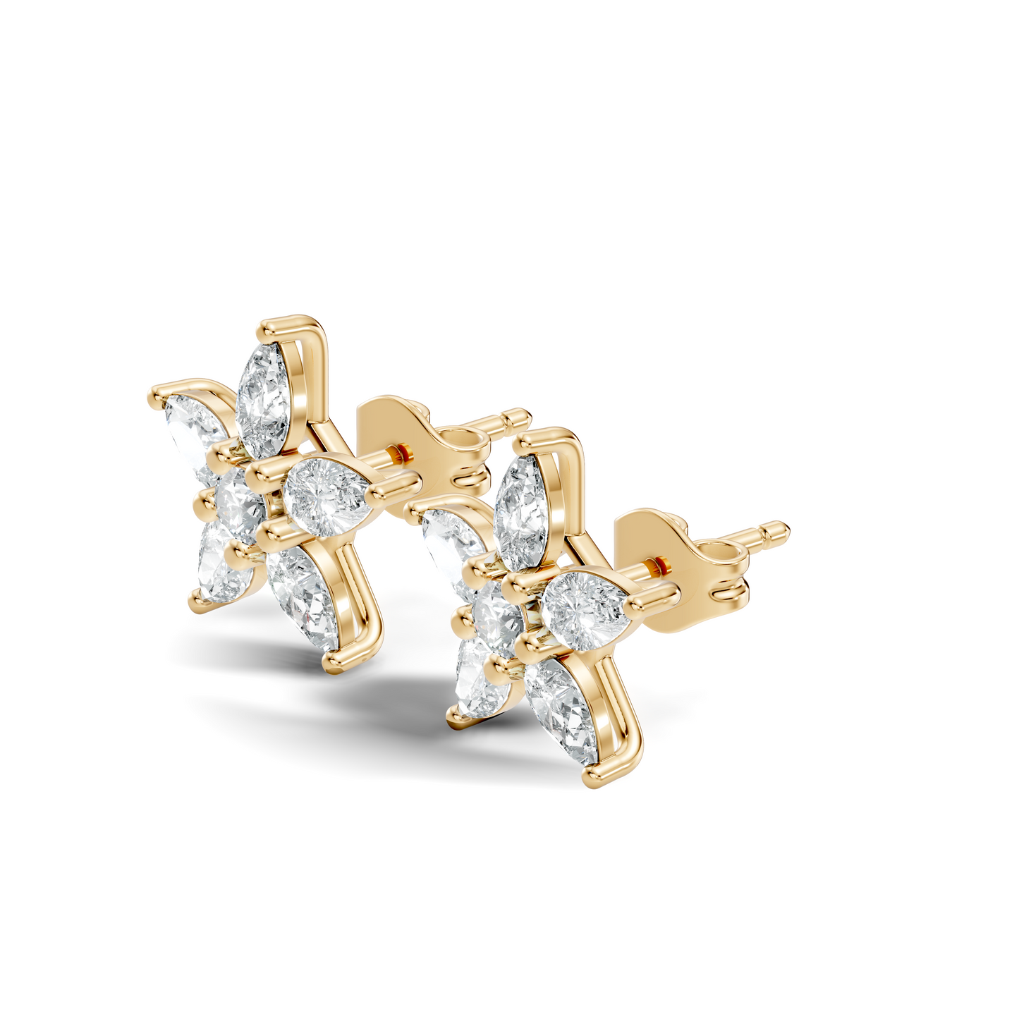 Round & Pear Shape 1.35 Ct Lab Grown Diamond 14k Solid White Gold Elegance New One Diamond Earrings - HIGHCARAT DIAMONDS
