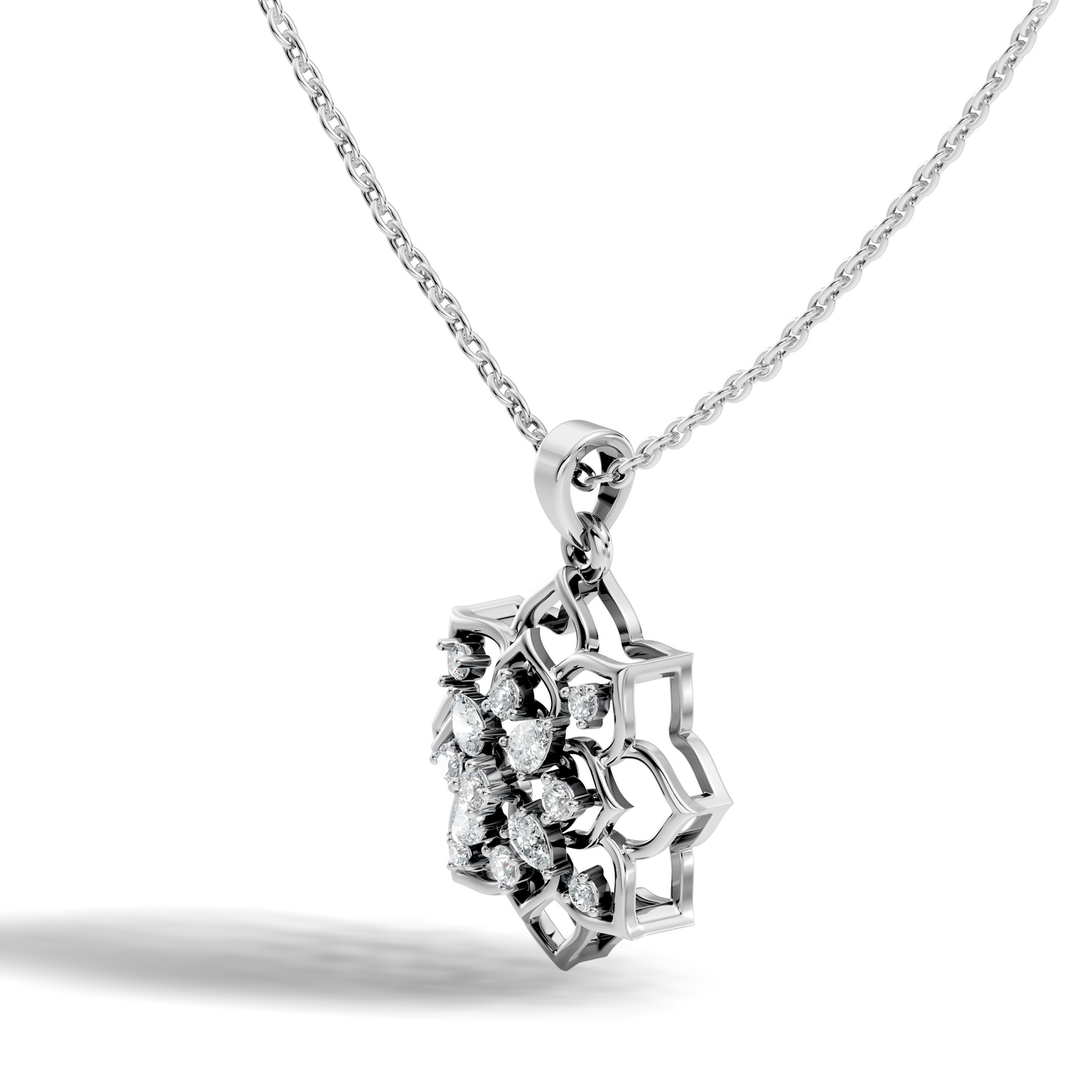 Vintage Inspired 14K Gold Pear Cut Diamond Necklace Pendant Anniversary Gift For Her - HIGHCARAT DIAMONDS