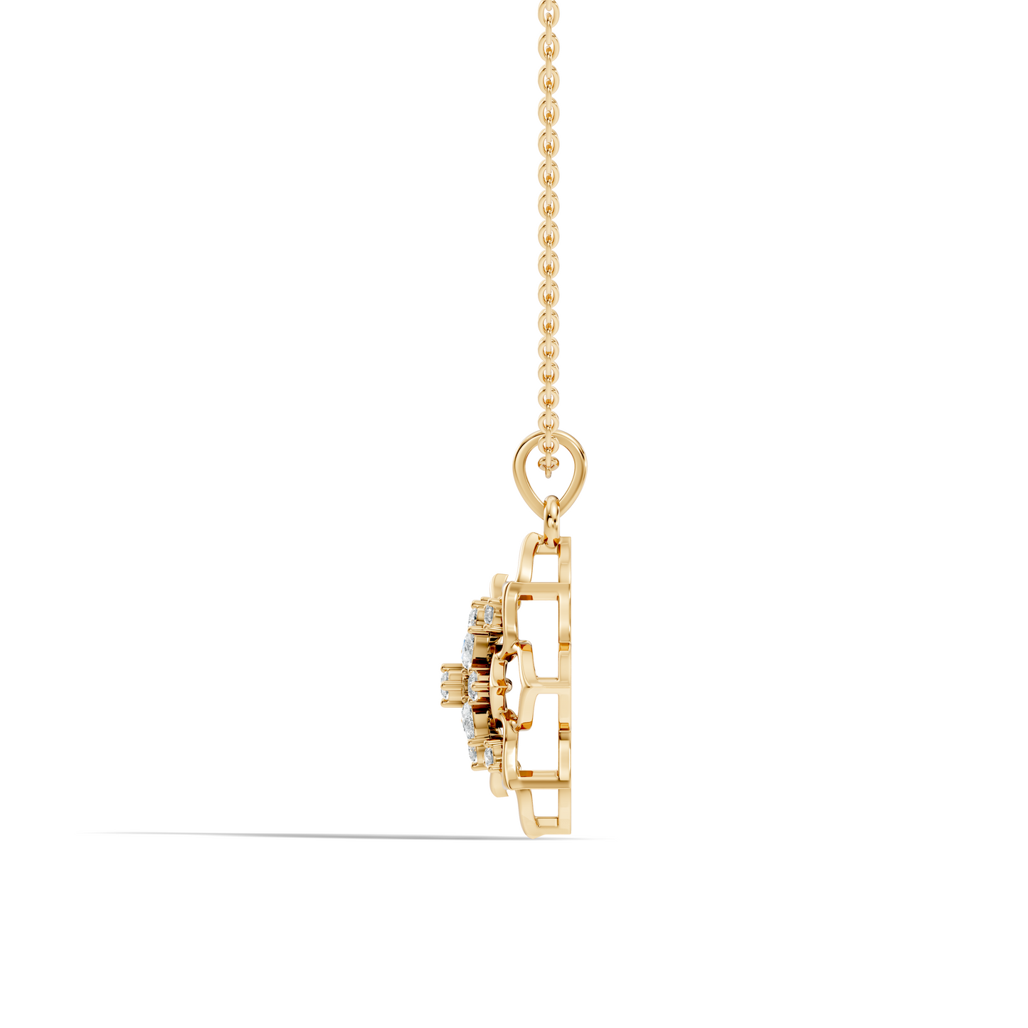 Vintage Inspired 14K Gold Pear Cut Diamond Necklace Pendant Anniversary Gift For Her - HIGHCARAT DIAMONDS