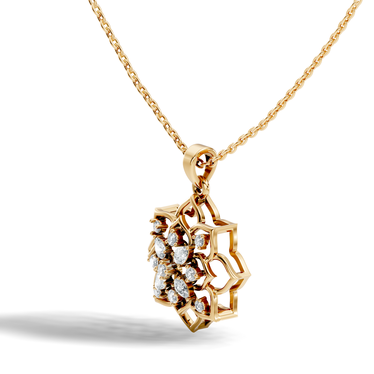 Vintage Inspired 14K Gold Pear Cut Diamond Necklace Pendant Anniversary Gift For Her - HIGHCARAT DIAMONDS