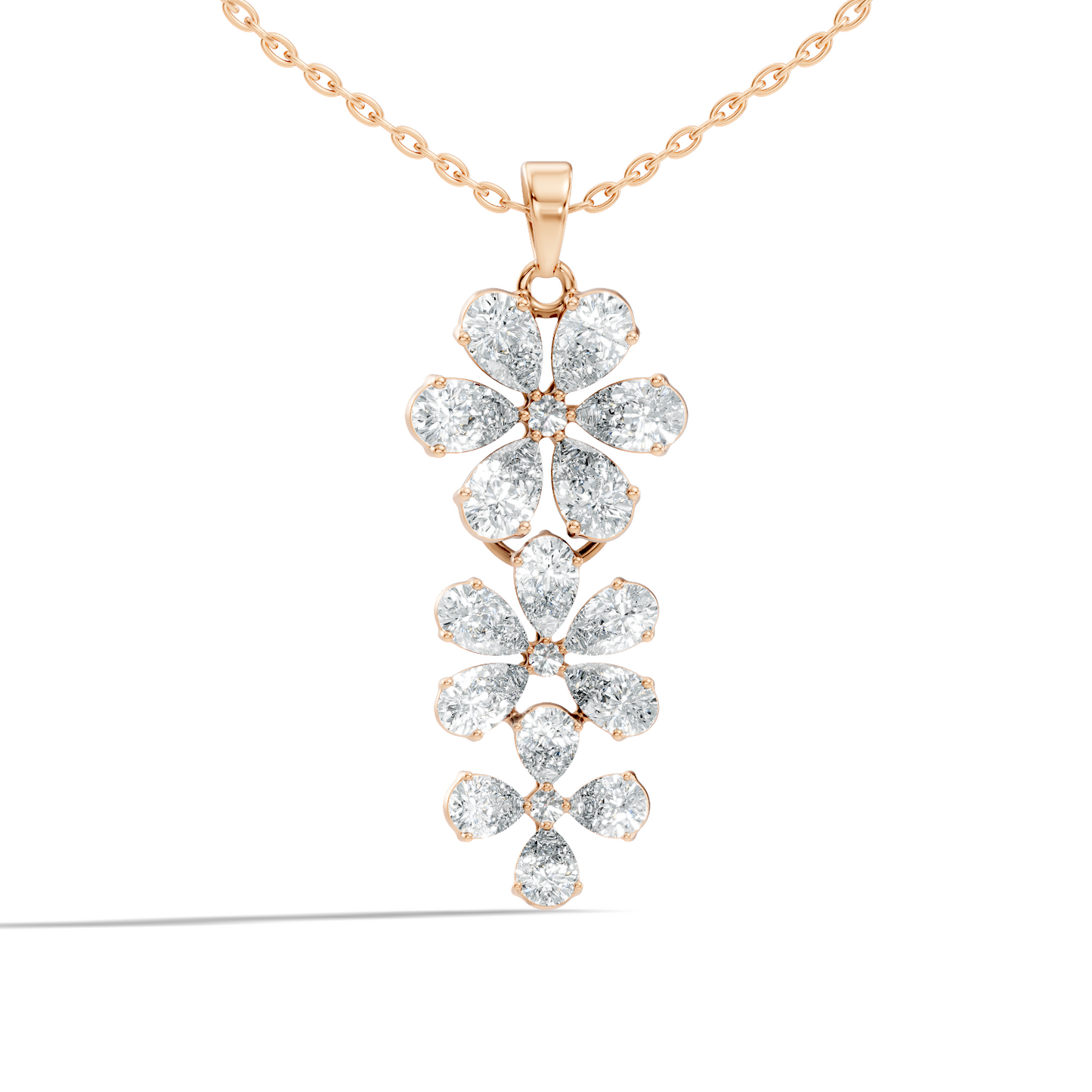 4.13 Ct Round & Pear Shape Lab Grow Diamond Classic New Vintage Style Diamond Pendant For Her - HIGHCARAT DIAMONDS