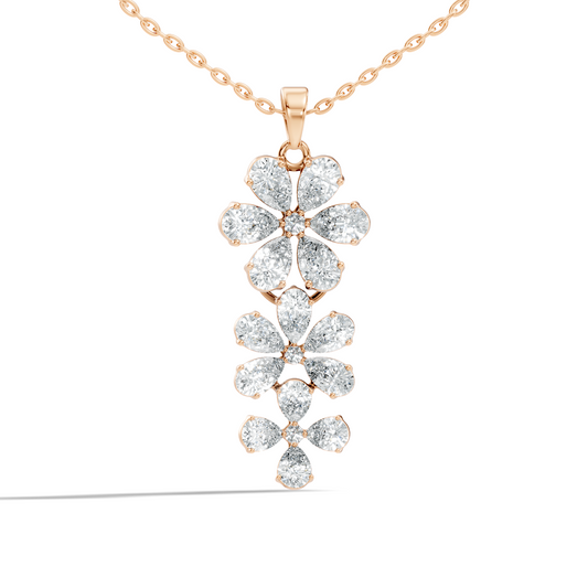 4.13 Ct Round & Pear Shape Lab Grow Diamond Classic New Vintage Style Diamond Pendant For Her - HIGHCARAT DIAMONDS
