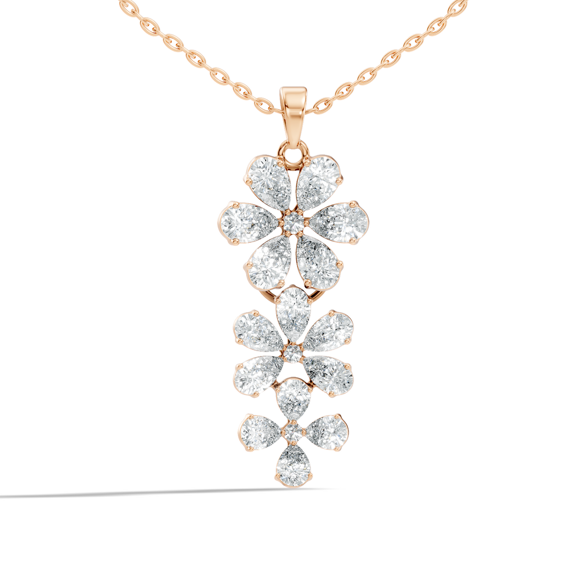 4.13 Ct Round & Pear Shape Lab Grow Diamond Classic New Vintage Style Diamond Pendant For Her - HIGHCARAT DIAMONDS