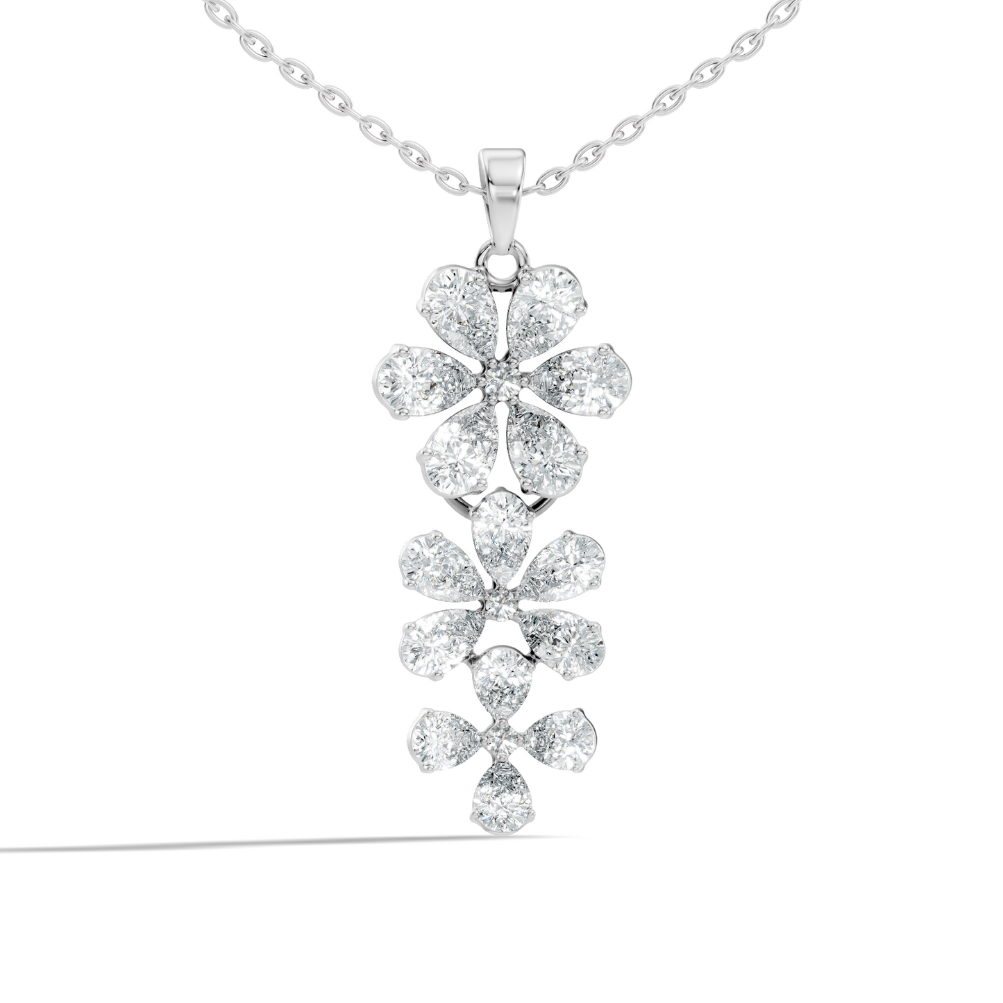 4.13 Ct Round & Pear Shape Lab Grow Diamond Classic New Vintage Style Diamond Pendant For Her - HIGHCARAT DIAMONDS