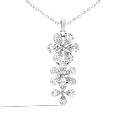 4.13 Ct Round & Pear Shape Lab Grow Diamond Classic New Vintage Style Diamond Pendant For Her - HIGHCARAT DIAMONDS