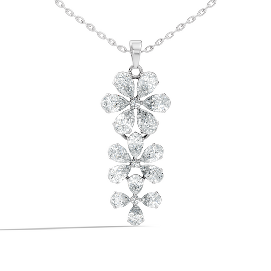 4.13 Ct Round & Pear Shape Lab Grow Diamond Classic New Vintage Style Diamond Pendant For Her - HIGHCARAT DIAMONDS