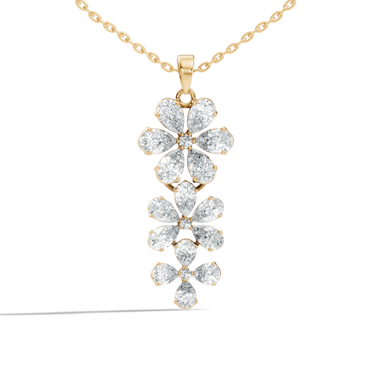 4.13 Ct Round & Pear Shape Lab Grow Diamond Classic New Vintage Style Diamond Pendant For Her - HIGHCARAT DIAMONDS